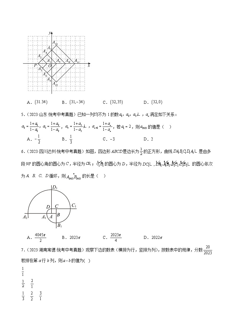 2023年全国各地中考数学真题分类汇编之规律探究题(含解析)02