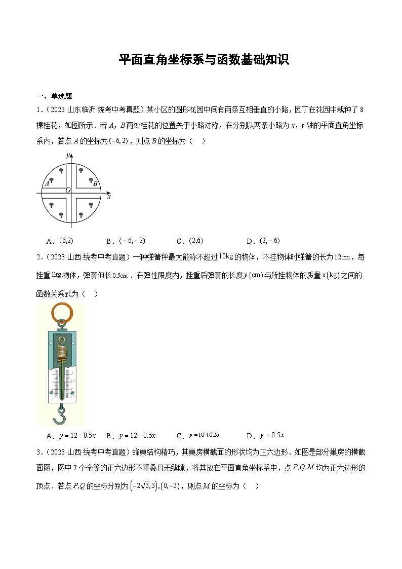 2023年全国各地中考数学真题分类汇编之平面直角坐标系与函数基础知识(含解析)01