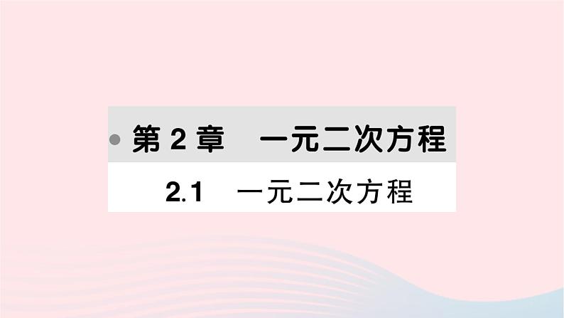 2023九年级数学上册第2章一元二次方程2.1一元二次方程作业课件新版湘教版01