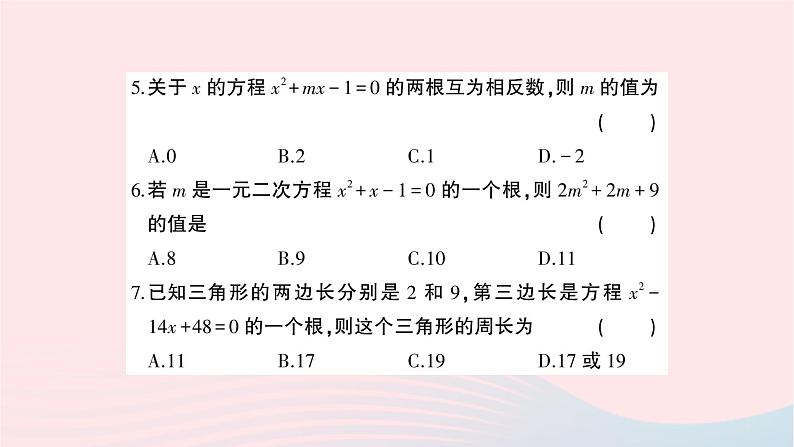 2023九年级数学上册第2章一元二次方程综合训练作业课件新版湘教版04