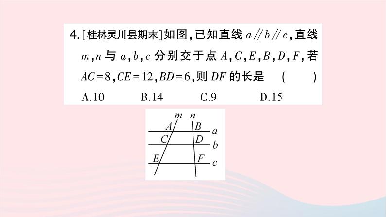 2023九年级数学上册第3章图形的相似3.2平行线分线段成比例作业课件新版湘教版05