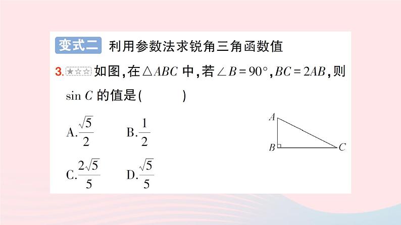 2023九年级数学上册第4章锐角三角函数专题八求锐角三角函数值的方法__教材P135复习题4T1的变式与应用作业课件新版湘教版第8页