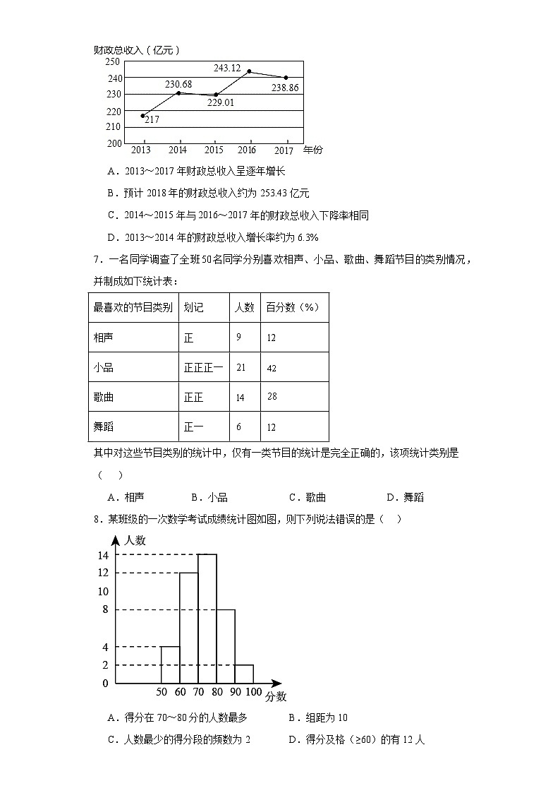 5.2统计图提升练习-湘教版数学七年级上册03