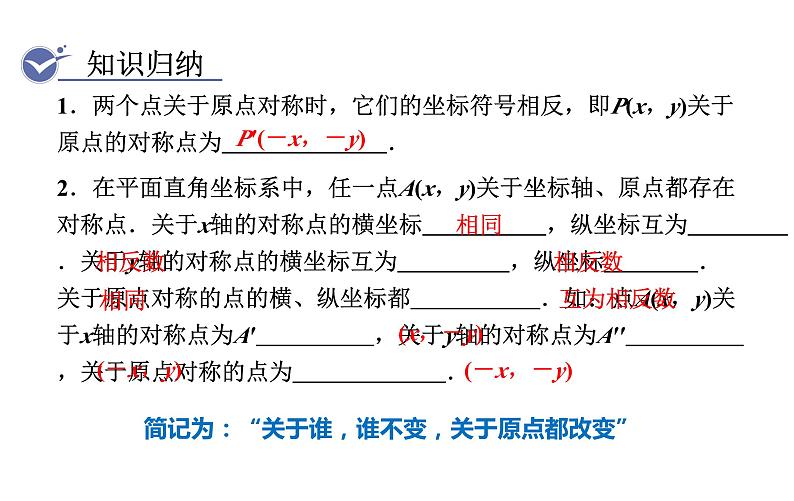 人教版九年级数学上23.2.3关于原点对称的点的坐标 教学课件第7页