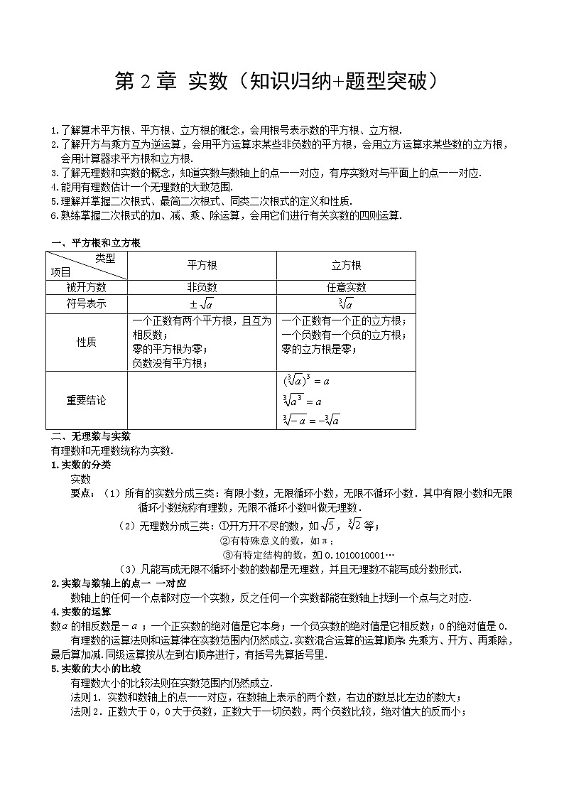 【单元知识点归纳】（北师大版））2023-2024学年八年级数学上册 第2章 实数（知识归纳+题型突破）（原卷版）第1页