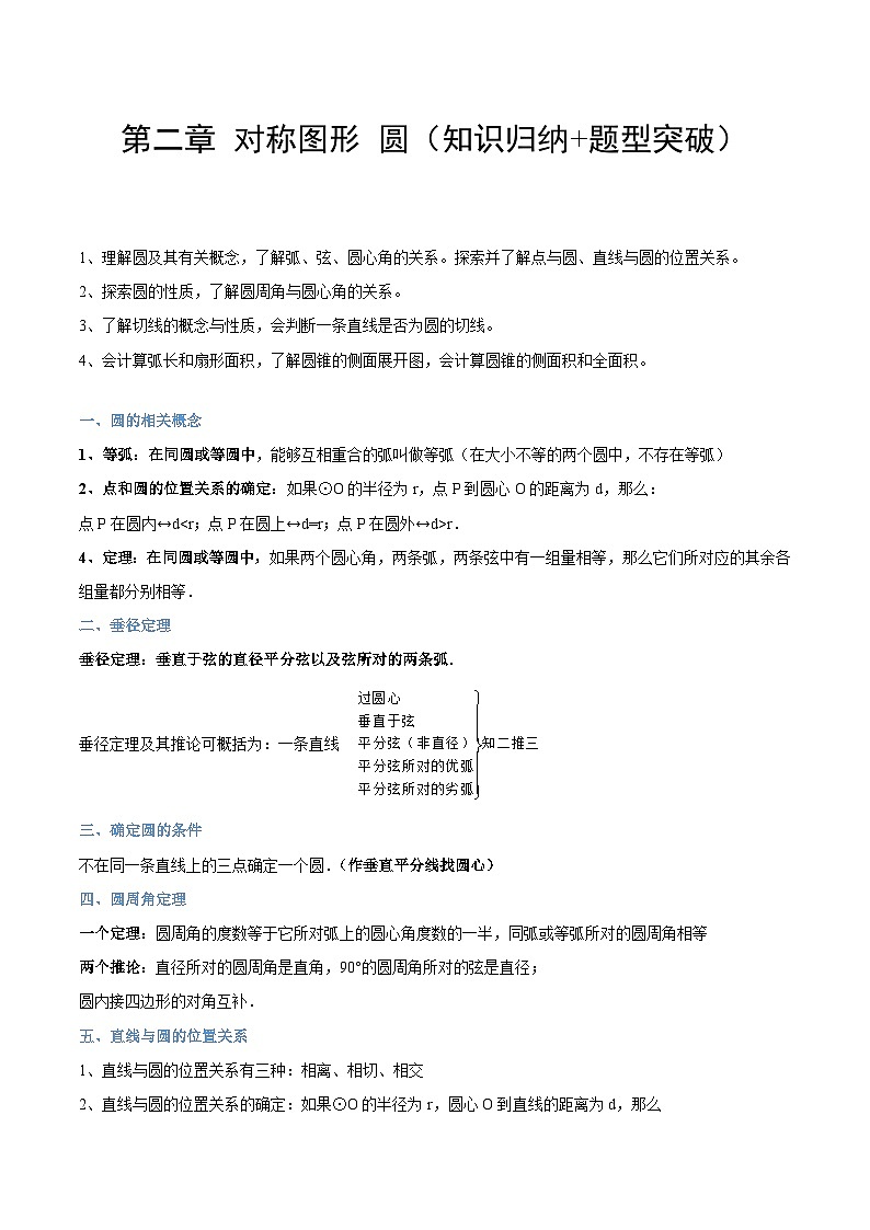 【期中单元知识点归纳】（苏科版）2023-2024学年九年级数学上册 第2章 对称图形—圆 试卷（知识归纳+题型突破）01