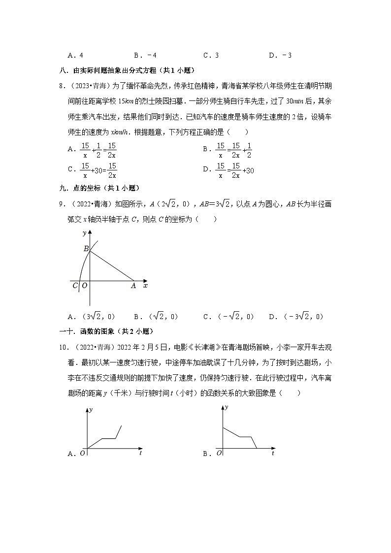 青海省2021-2023三年中考数学真题分类汇编-01选择题知识点分类第2页
