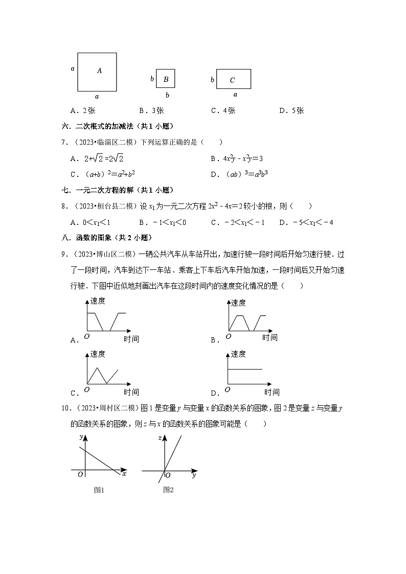 山东省淄博市2023年各地区中考考数学模拟（二模）试题按题型难易度分层分类汇编-01选择题（容易题）02