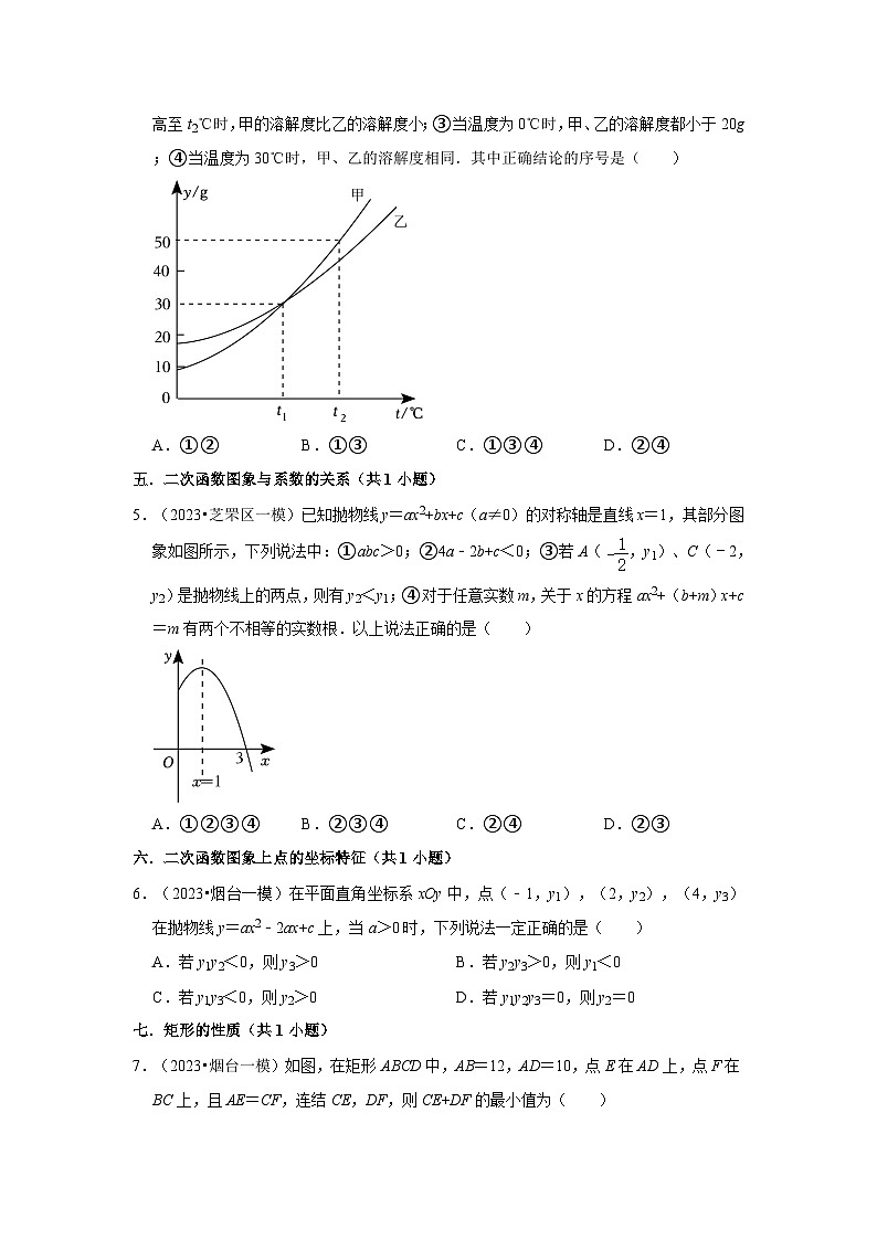 山东省烟台市2023年各地区中考考数学模拟（一模、二模）试题按题型难易度分层分类汇编-01选择题（提升题）02