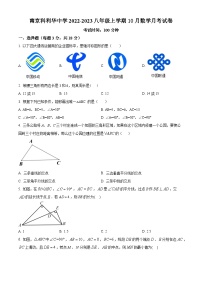 南京市科利华2022-2023八年级上学期10月数学月考试卷及答案