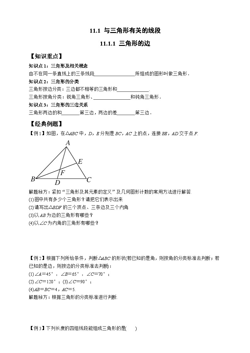 11.1.1 三角形的边 试卷01