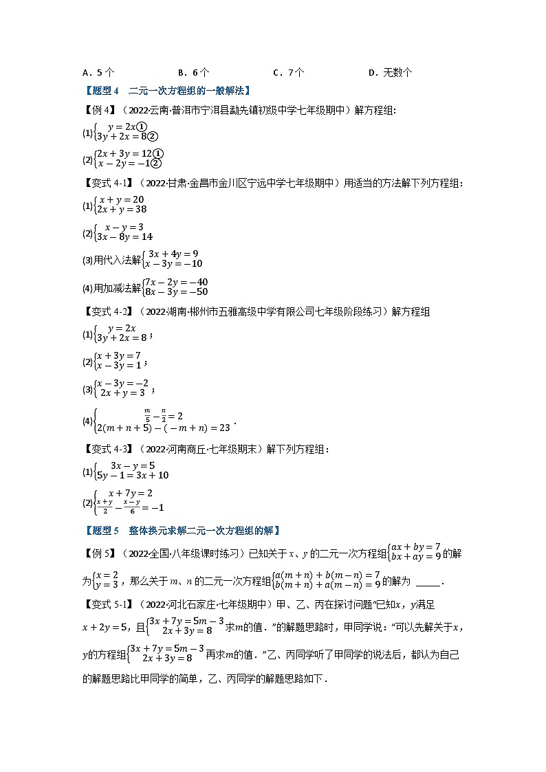2024年七年级数学下册专题8.1 二元一次方程组及其解法【九大题型】（举一反三）（人教版）（原卷版+解析卷）03