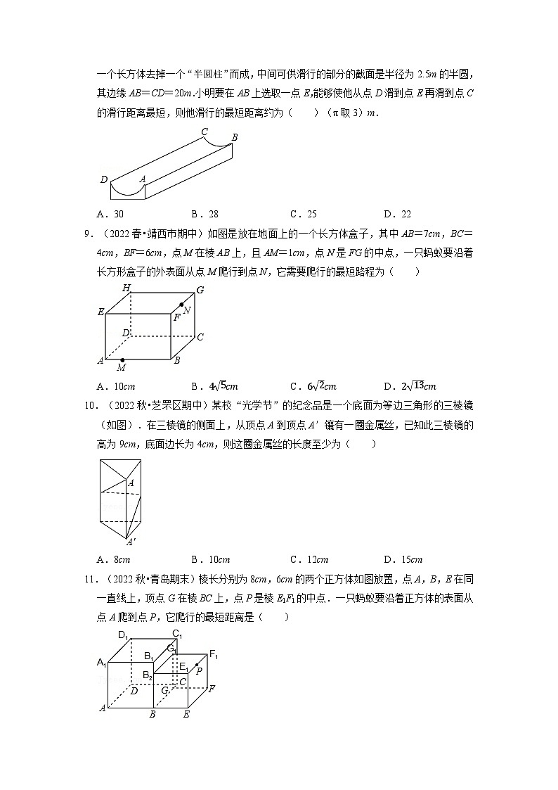 2024年八年级数学下册专题17.3 最短路径问题专项训练（30道）（举一反三）（人教版）（原卷版）第3页