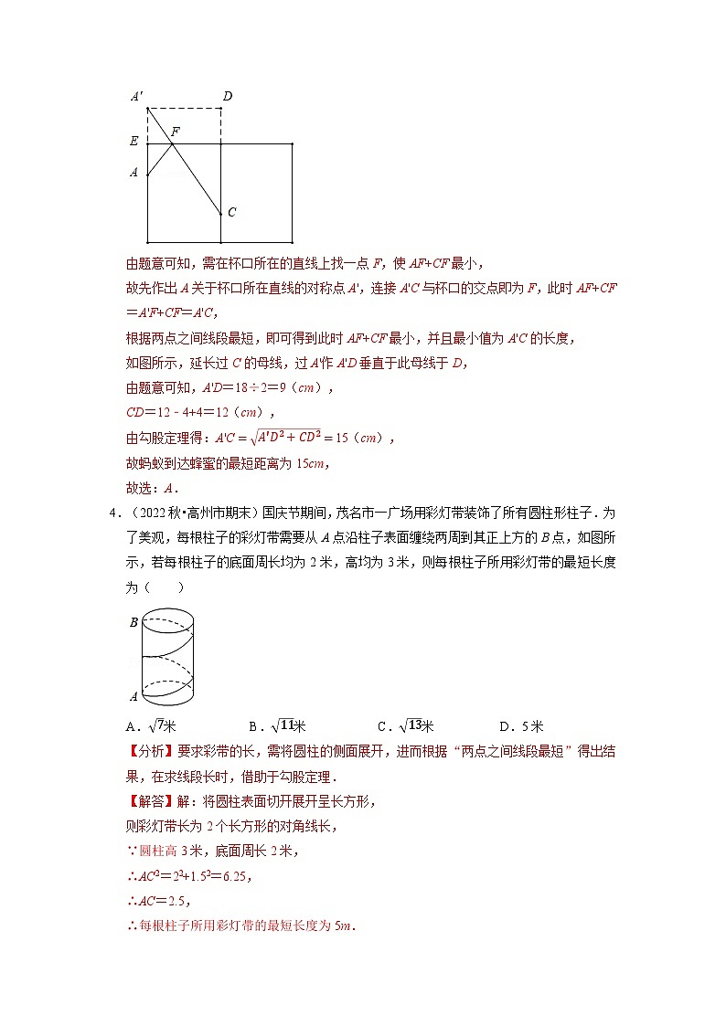 2024年八年级数学下册专题17.3 最短路径问题专项训练（30道）（举一反三）（人教版）（解析版）第3页