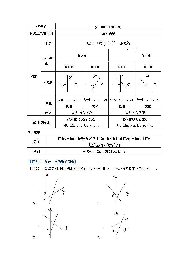 2024年八年级数学下册专题19.3 一次函数的图象与性质【十大题型】（举一反三）（人教版）（原卷版+解析卷）02