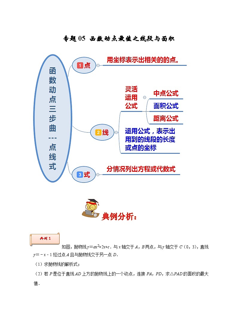 专题05 函数动点最值之线段与面积-2022-2023学年九年级数学上学期期末分类复习满分冲刺（苏科版）01