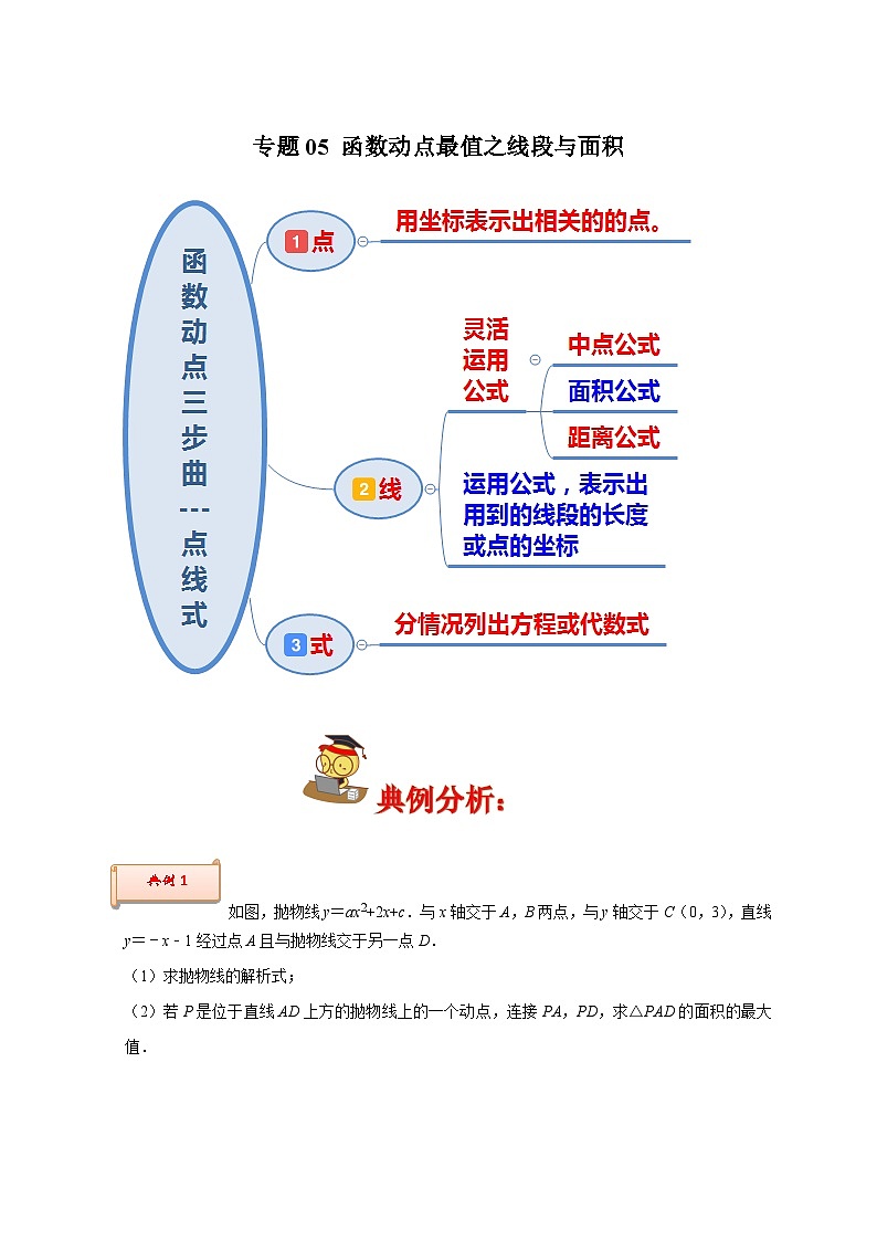 专题05 函数动点最值之线段与面积-2022-2023学年九年级数学上学期期末分类复习满分冲刺（苏科版）01