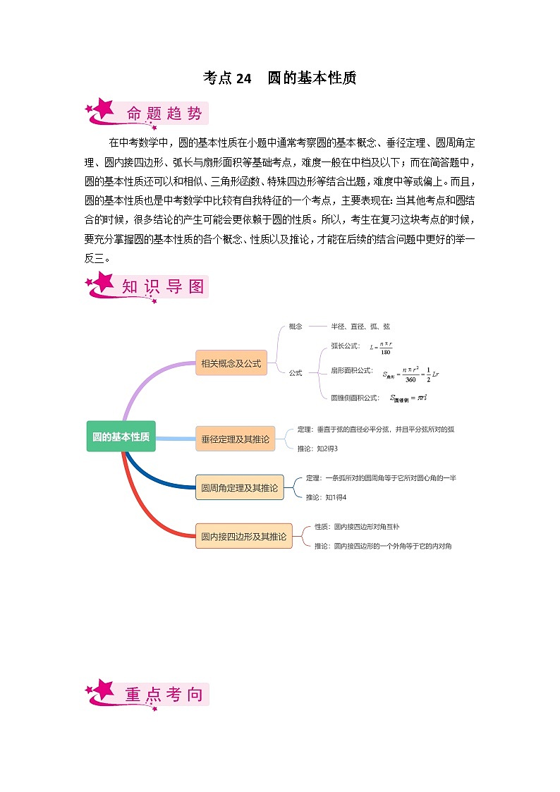 备战2023年中考数学一轮复习考点全系列（全国通用）考点24 圆的基本性质 试卷01