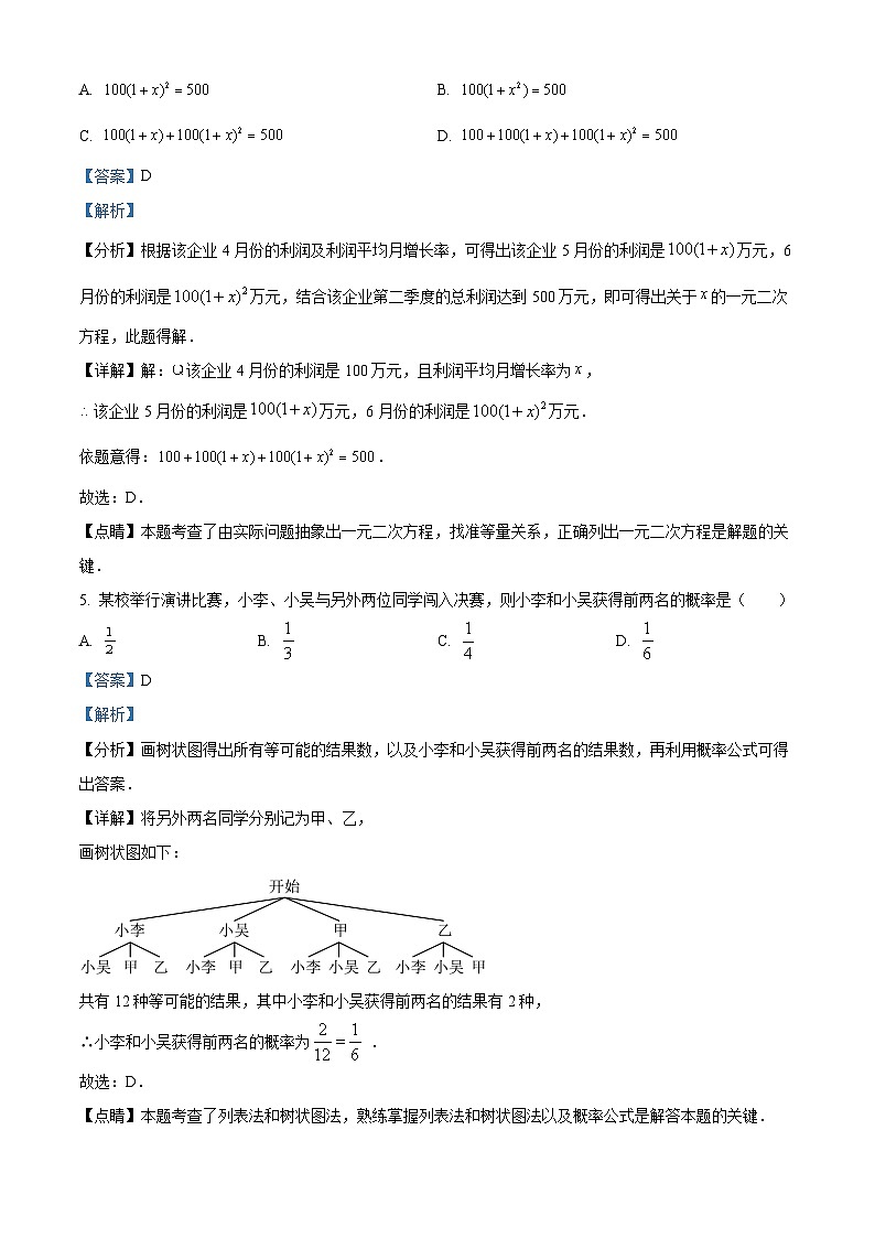 精品解析：广东省深圳市翠园教育集团2022-2023学年九年级上学期期中数学试卷（解析版）第3页