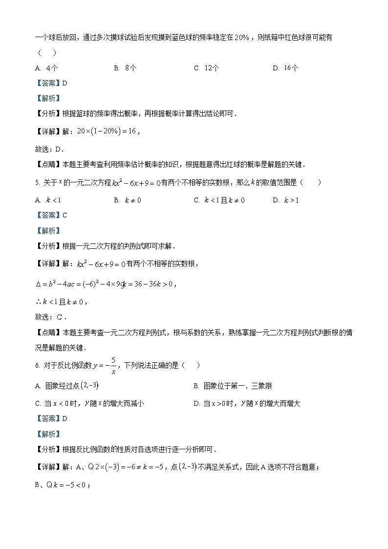 精品解析：广东省深圳市福田外国语学校2022-2023学年九年级上学期期中数学试卷（解析版）第3页