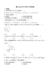 江苏省扬州市广陵区扬州中学教育集团树人学校2023-2024学年九年级上学期9月月考数学试题(无答案)