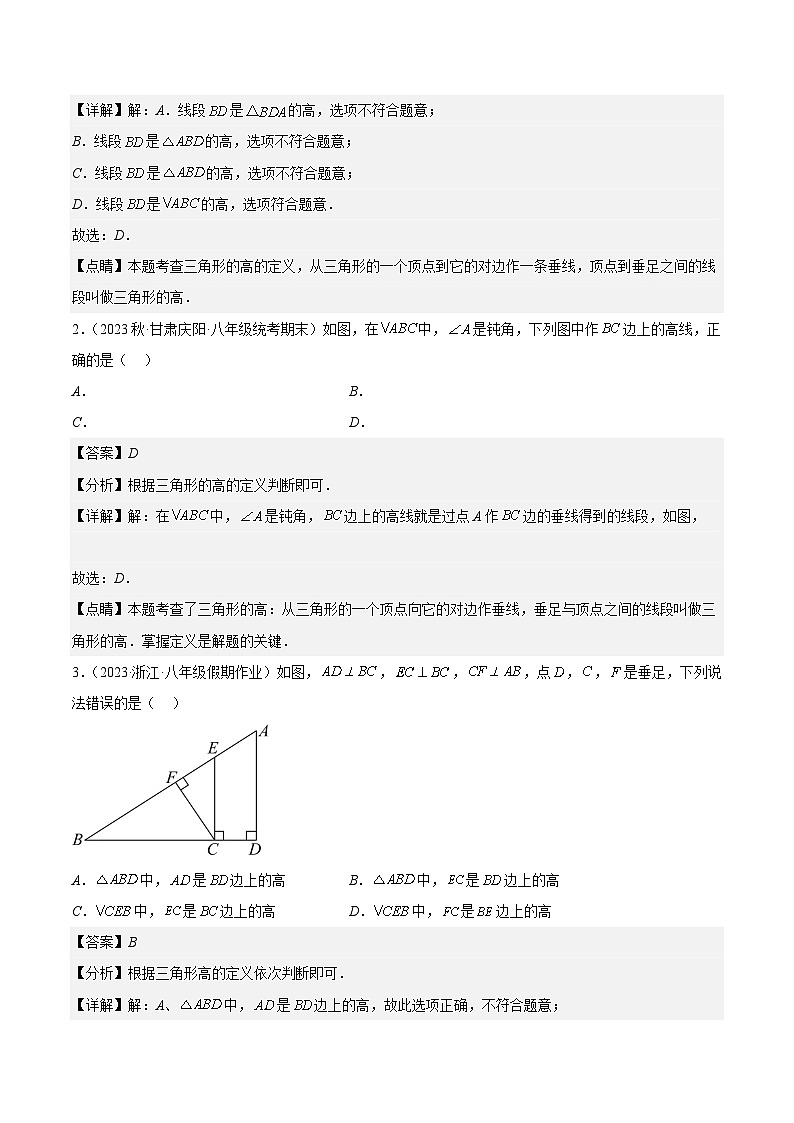 【期中单元压轴题专练】（人教版）2023-2024学年八年级数学上册单元 第十一章 三角形单元复习提升（测试卷）02