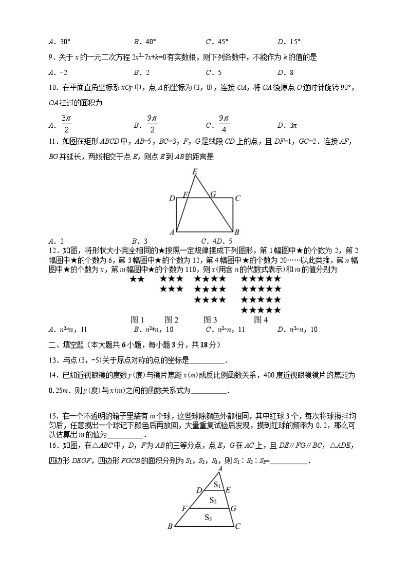 云南省红河州屏边县2022-2023学年九年级上学期数学期末学业质量监测试卷第2页