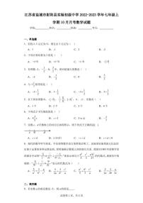 江苏省盐城市射阳县实验初级中学2022-2023学年七年级上学期10月月考数学试题