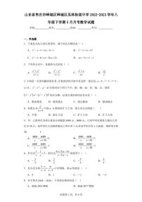 山东省枣庄市峄城区峄城区吴林街道中学2022-2023学年八年级下学期5月月考数学试题