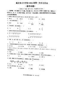 重庆市育才中学校2023--2024学年七年级上学期10月定时测试考数学试卷