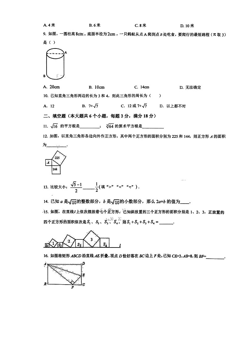 山东省枣庄市峄城区东方学校2023-2024学年八年级上学期10月数学月考卷第2页