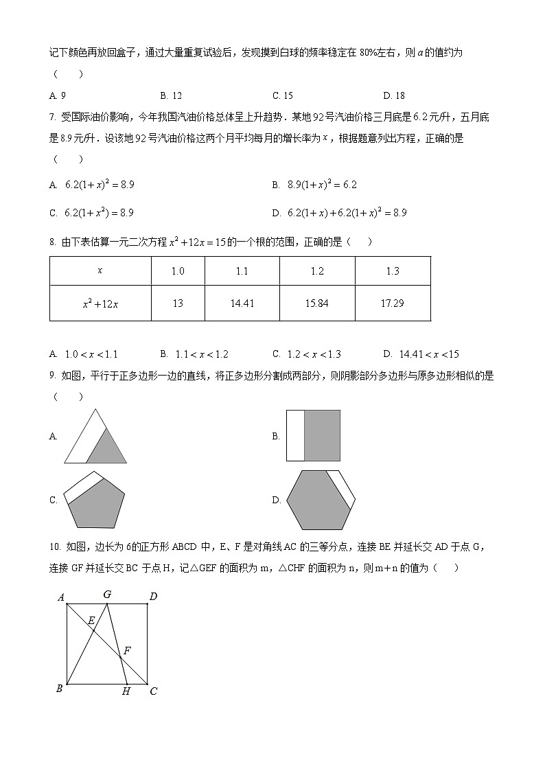 精品解析：广东省深圳市龙岗区贤义外国语学校2022-2023学年九年级上学期期中考试数学试卷（原卷版）第2页