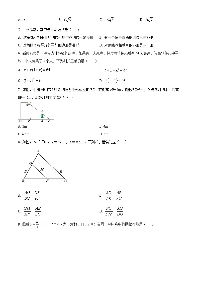 精品解析：广东省深圳市罗湖外语学校初中部2022-2023学年九年级上学期11月段考数学试题02