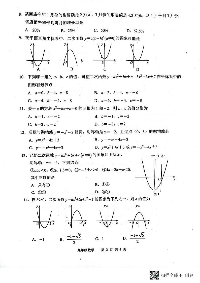 河北省唐山市路北区2023-2024学年九年级上学期10月月考数学试题02