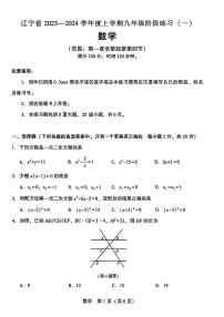 辽宁省沈阳市民办联考2023-2024学年九年级上学期 第一次月考数学卷