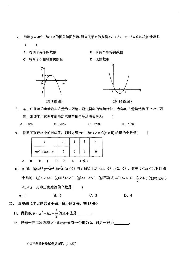 内蒙古自治区 呼和浩特市 玉泉区内蒙古师范大学附属第二中学2023-2024学年九年级上学期第一次月考数学试题02