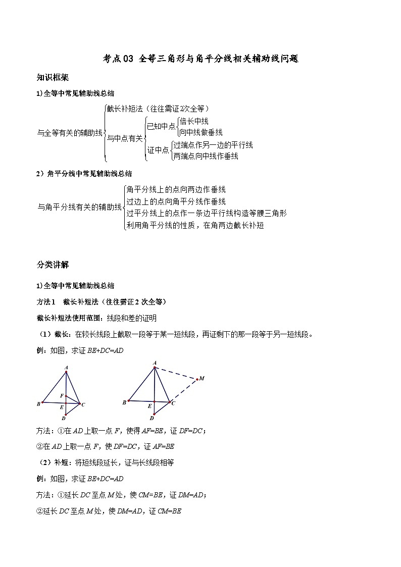 考点03 全等三角形与角平分线相关辅助线问题-八年级数学上册高频考点专题突破（人教版）01