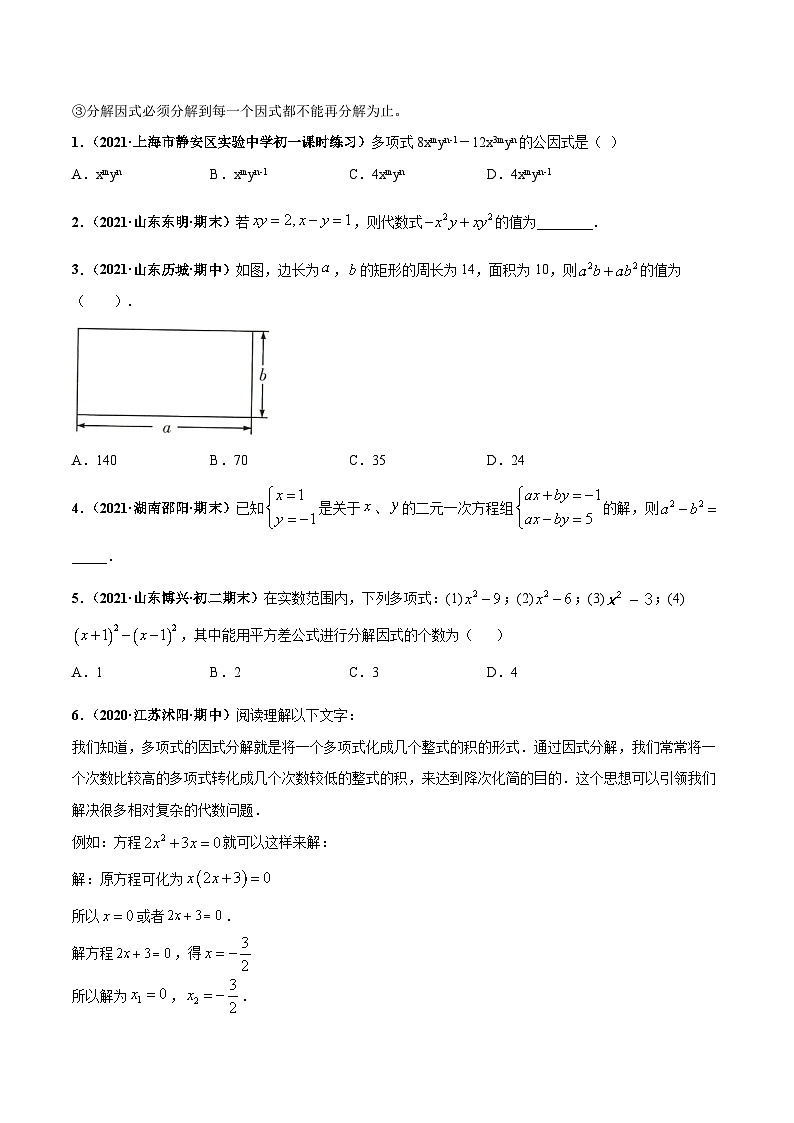 考点03 因式分解（原卷版）第3页