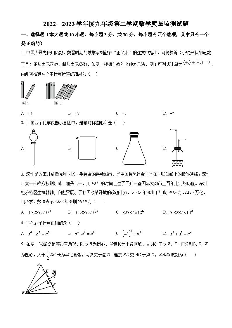 精品解析：2023年广东省深圳市宝安区海旺中学三模数学试题（原卷版）第1页