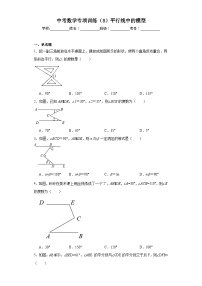 中考数学专项训练（8）平行线中的模型含解析答案