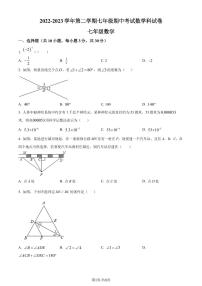 广东省深圳市第二实验学校2022-2023学年七年级下学期期中考试数学试题（原卷及解析版）