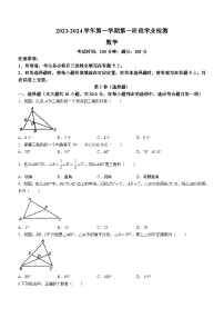 内蒙古呼和浩特市实验中学鼓楼校区2023-2024学年八年级上学期第一次月考数学试题(无答案)