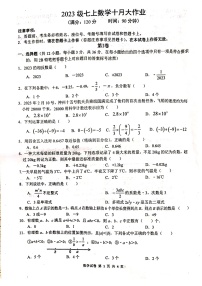 广西壮族自治区南宁三中青山校区2023-2024学年七年级上学期数学10月月考试题