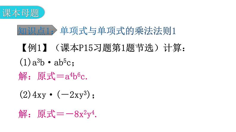 北师大版七年级数学下册第一章整式的乘除第六课时整式的乘法（一）教学课件第6页