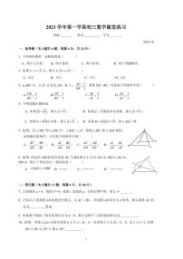 上海市第三女子初级中学2023—2024学年上学期10月月考九年级数学试题