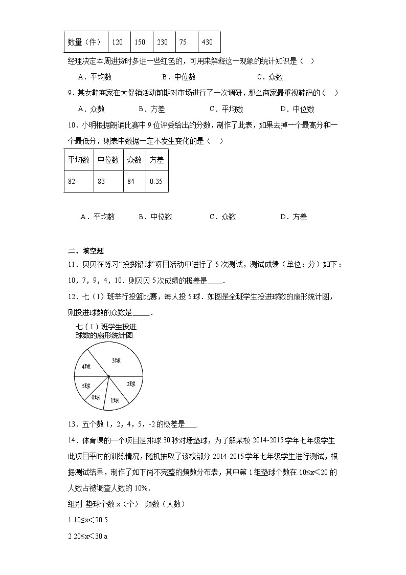 6.3从统计图分析数据的集中趋势随堂练习-北师大版数学八年级上册02