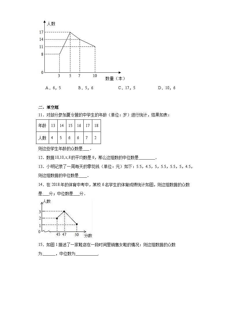 6.2中位数与众数随堂练习-北师大版数学八年级上册03