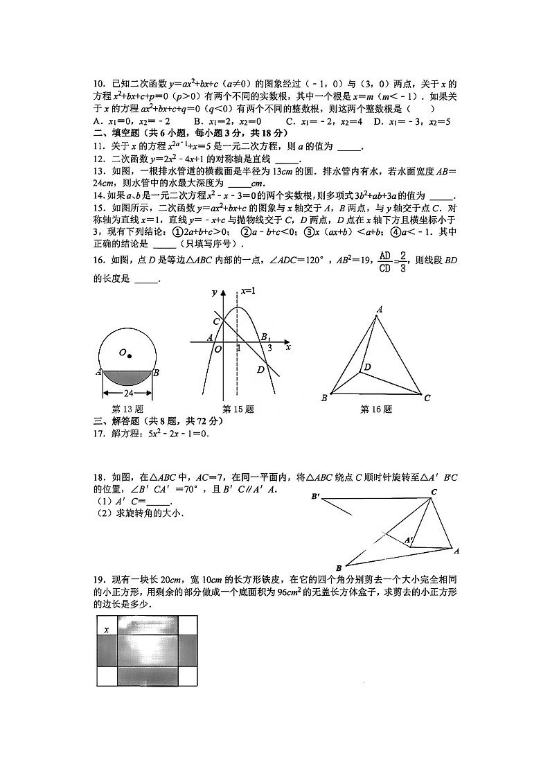 湖北省武汉市东湖高新区2021-2022学年九年级上学期期中考试数学试卷（含答案解析）02