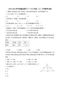 2023-2024学年福建省厦门十一中九年级（上）开学数学试卷（含解析）