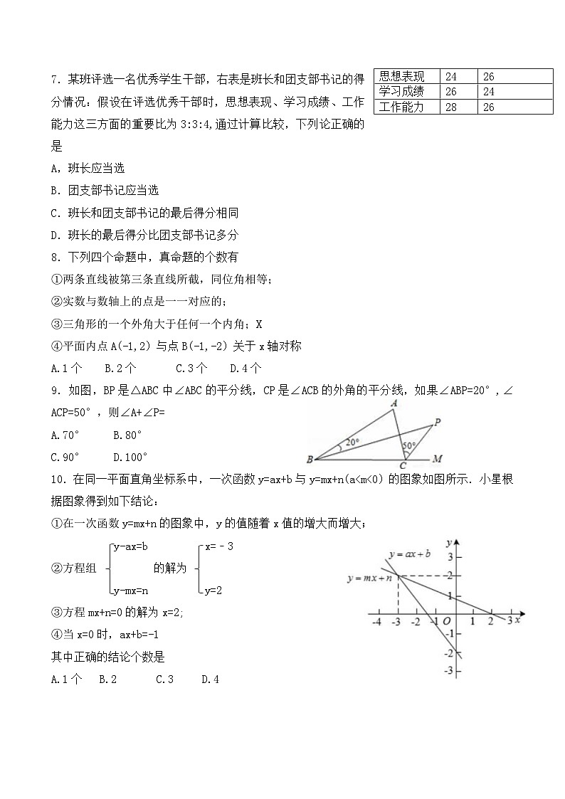 河南省平顶山叶县2022-2023学年第一学期期末质量检测试卷八年级数学 附答案解析第2页